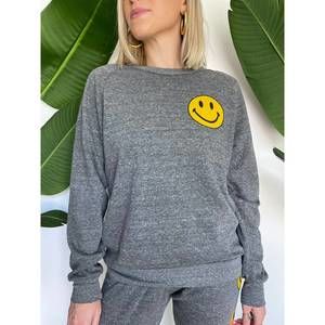 NEW AVIATOR NATION smiley 2 sweatshirt in heather grey
